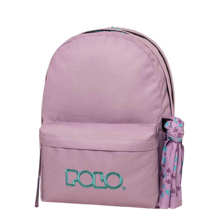 POLO ΣΧΟΛΙΚΗ ΤΣΑΝΤΑ ΣΑΚΙΔΙΟ ΠΛΑΤΗΣ ORIGINAL DOUBLE SCARF 30lt ΜΩΒ ΜΕ ΠΡΑΣΙΝΑ ΓΡΑΜΜΑΤΑ 901235 4558