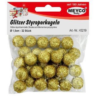 MEYCO ΣΕΤ ΜΠΑΛΕΣ ΦΕΛΙΖΟΛ ΜΕ ΧΡΥΣΟΣΚΟΝΗ GLITTER (ΓΚΛΙΤΕΡ) ΧΡΥΣΟ 15MM 32ΤΜΧ 43219