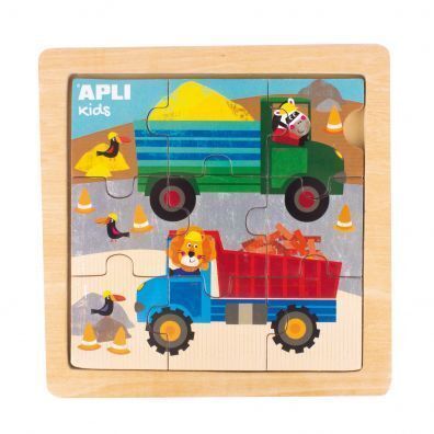 APLI KIDS ΞΥΛΙΝΟ ΠΑΖΛ 9 ΤΕΜΑΧΙΩΝ ΦΟΡΤΗΓΑ ΜΕ ΟΙΚΟΔΟΜΙΚΑ ΥΛΙΚΑ 15185
