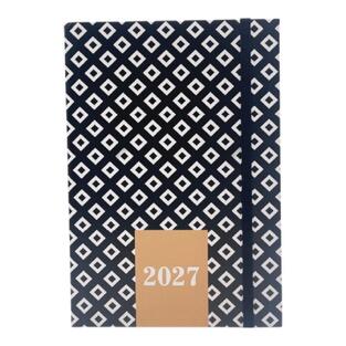 2027 ΗΜΕΡΟΛΟΓΙΟ ΗΜΕΡΗΣΙΟ 14x21cm BLACK AND WHITE ΡΟΜΒΟΙ ΜΕ ΛΑΣΤΙΧΟ 587890 (TESORO)