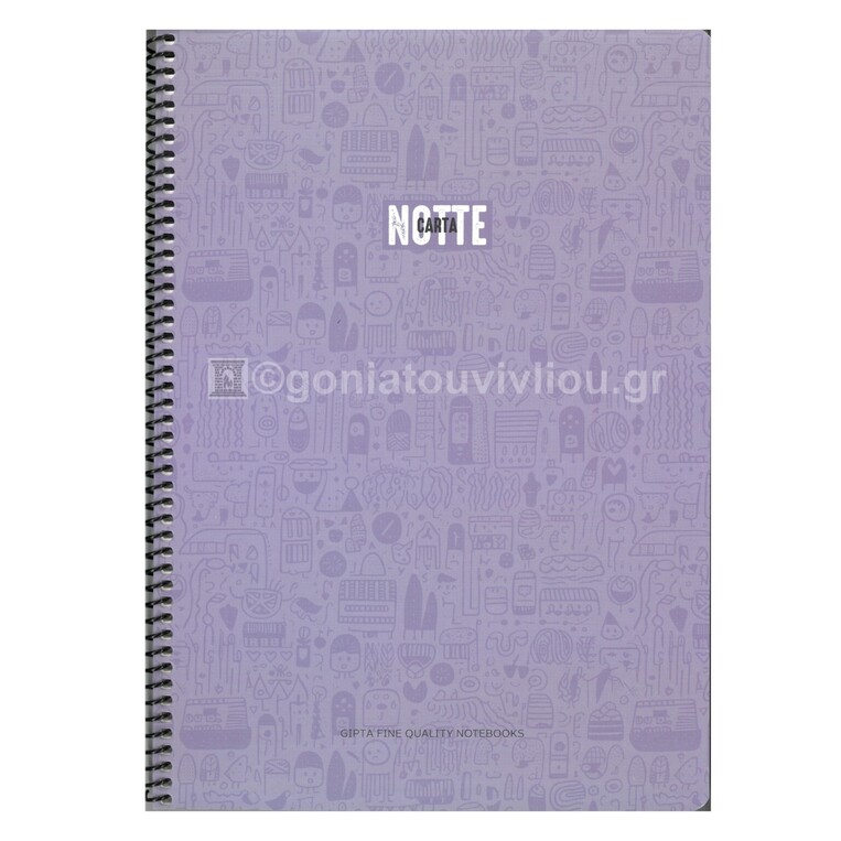 UNIPAP GIPTA ΤΕΤΡΑΔΙΟ ΣΠΙΡΑΛ A4 (21x29,7cm) 3 ΘΕΜΑΤΩΝ 75φ ΠΕΡΦΟΡΕ NOTTE ΜΩΒ 35742