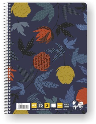GLOBUS ΤΕΤΡΑΔΙΟ ΣΠΙΡΑΛ 17x25cm 2 ΘΕΜΑΤΩΝ 60φ FOLIO ΜΠΛΕ ΜΕ ΛΟΥΛΟΥΔΙΑ FO21