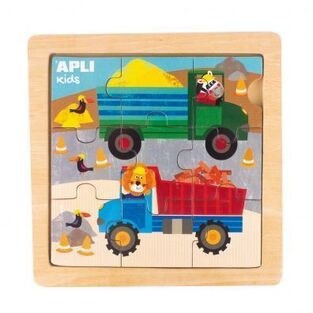 APLI KIDS ΞΥΛΙΝΟ ΠΑΖΛ 9 ΤΕΜΑΧΙΩΝ ΦΟΡΤΗΓΑ ΜΕ ΟΙΚΟΔΟΜΙΚΑ ΥΛΙΚΑ 15185