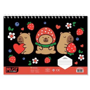 MUST TEAM ΜΠΛΟΚ ΖΩΓΡΑΦΙΚΗΣ 23x33cm 40φ ΜΕ ΣΤΕΝΣΙΛ ΚΑΙ ΑΥΤΟΚΟΛΛΗΤΑ CAPYBARA ΜΑΥΡΟ 587451