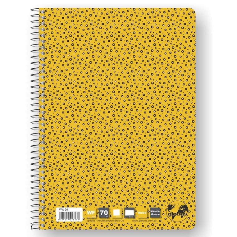 GLOBUS ΤΕΤΡΑΔΙΟ ΣΠΙΡΑΛ 17x25cm 2 ΘΕΜΑΤΩΝ 60φ FOLIO ΚΙΤΡΙΝΟ FO21