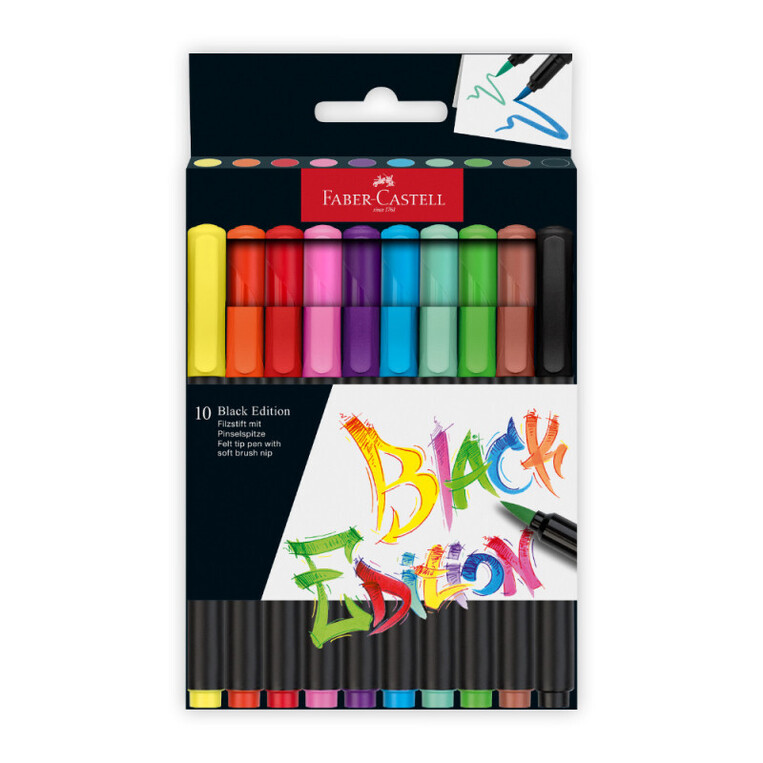 FABER CASTELL ΜΑΡΚΑΔΟΡΟΙ ΜΕ ΜΥΤΗ ΠΙΝΕΛΟ BLACK EDITION 10 ΧΡΩΜΑΤΑ 116451