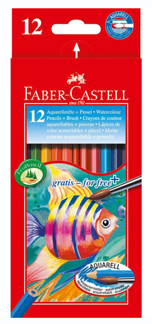 FABER CASTELL ΞΥΛΟΜΠΟΓΙΕΣ ΑΚΟΥΑΡΕΛΑΣ 12 ΧΡΩΜΑΤΑ + ΠΙΝΕΛΟ 114413