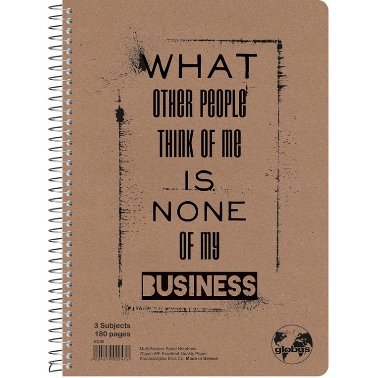 GLOBUS ΤΕΤΡΑΔΙΟ ΣΠΙΡΑΛ A4 (21x29,7cm) 3 ΘΕΜΑΤΩΝ ECO 90φ WHAT OTHER PEOPLE THINK EC30