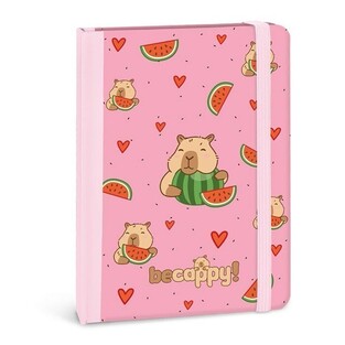 LEBEZ ΣΗΜΕΙΩΜΑΤΑΡΙΟ ΒΙΒΛΙΟΔΕΤΗΜΕΝΟ ΜΕ ΛΑΣΤΙΧΟ A6 10,5x14,8cm 80φ ΜΕ ΤΕΛΕΙΕΣ CAPYBARA ΡΟΖ