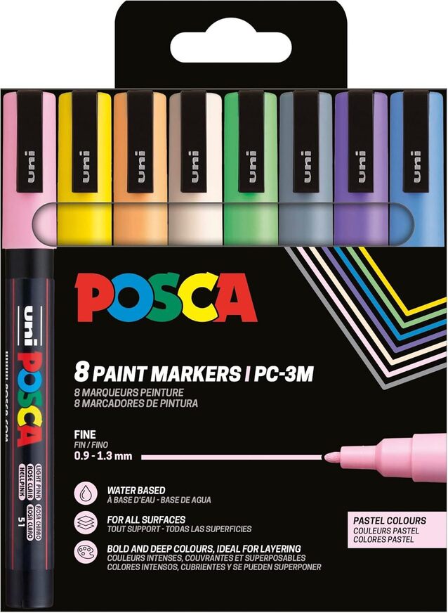 POSCA ΣΕΤ ΜΑΡΚΑΔΟΡΟΙ ΔΙΑΦΟΡΑ ΧΡΩΜΑΤΑ PC-3M 8τεμ PASTEL COLOR