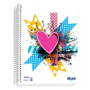 SKAG ΤΕΤΡΑΔΙΟ ΣΠΙΡΑΛ A4 (21x29,7cm) 5 ΘΕΜΑΤΩΝ 150φ UNIVERSITY FUN ΚΑΡΔΙΑ 300407