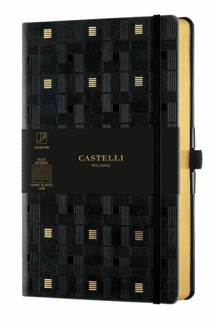CASTELLI ΣΗΜΕΙΩΜΑΤΑΡΙΟ IVORY ΡΙΓΕ 13x21cm C & G WEAVING GOLD ΜΕ ΛΑΣΤΙΧΟ QC6QM464 (ΘΕΟΦΥΛΑΚΤΟΣ)
