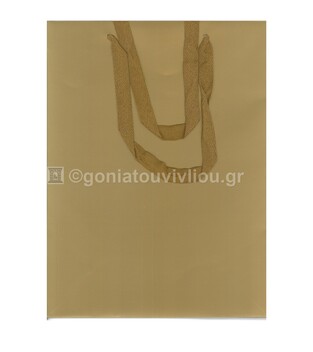 ΤΣΑΝΤΑ ΣΑΚΟΥΛΑ ΧΑΡΤΙΝΗ ΜΟΝΟΧΡΩΜΗ ΜΑΤ ΜΕ ΥΦΑΣΜΑΤΙΝΟ ΚΟΡΔΟΝΙ 12x30x40cm ΧΡΥΣΟ