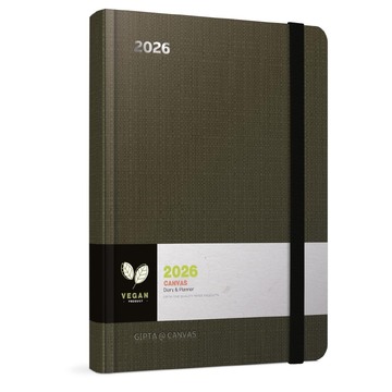 2026 ΗΜΕΡΟΛΟΓΙΟ ΗΜΕΡΗΣΙΟ 17x24cm CANVAS ΣΚΟΥΡΟ ΠΡΑΣΙΝΟ ΜΕ ΛΑΣΤΙΧΟ 626121797 (UNIPAP)