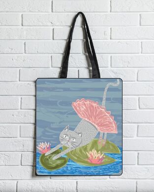 BRAINFOOD ΥΦΑΣΜΑΤΙΝΗ ΣΟΥΕΤ ΤΣΑΝΤΑ ΜΕ ΦΕΡΜΟΥΑΡ 38x42cm ΓΑΤΑ ΙΜΠΡΕΣΙΟΝΙΣΜΟΣ