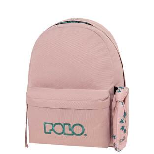 POLO ΣΧΟΛΙΚΗ ΤΣΑΝΤΑ ΣΑΚΙΔΙΟ ΠΛΑΤΗΣ ΜΕ ΜΑΝΤΗΛΙ 23lt ΡΟΖ ΜΕ ΠΡΑΣΙΝΑ ΓΡΑΜΜΑΤΑ 901135 3958