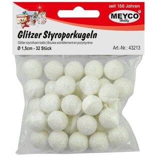 MEYCO ΣΕΤ ΜΠΑΛΕΣ ΦΕΛΙΖΟΛ ΜΕ ΧΡΥΣΟΣΚΟΝΗ GLITTER (ΓΚΛΙΤΕΡ) ΠΕΡΛΕ ΛΕΥΚΟ 15MM 32ΤΜΧ 43213