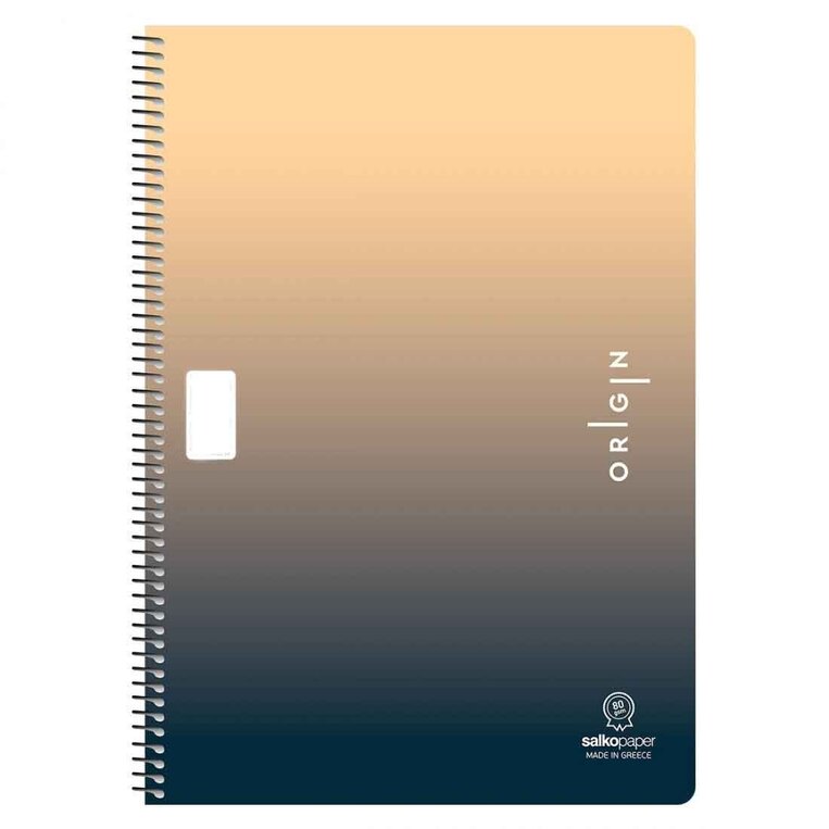 SALKO ΤΕΤΡΑΔΙΟ ΣΠΙΡΑΛ 17x25cm 2 ΘΕΜΑΤΩΝ 60φ ORIGIN ΜΑΥΡΟ ΜΕ ΠΟΡΤΟΚΑΛΙ 5882