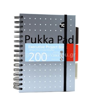 PUKKA PAD ΤΕΤΡΑΔΙΟ ΣΠΙΡΑΛ A5 (14,8x21cm) 3 ΘΕΜΑΤΩΝ EXECUTIVE ΠΕΡΦΟΡΕ ΣΚΛΗΡΟ ΕΞΩΦΥΛΛΟ ΚΑΙ ΛΑΣΤΙΧΟ ΓΚΡΙ ΑΝΟΙΚΤΟ 100φ 6336MET