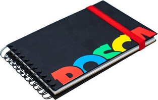 POSCA BLACKBOOK SKETCH BOOK ΠΛΑΓΙΟ ΣΠΙΡΑΛ 21,5x14,5cm 100gr 48φ ΠΕΡΦΟΡΕ ΑΥΤΟΚΟΛΛΗΤΑ ΜΑΥΡΑ ΛΕΥΚΑ ΚΑΦΕ