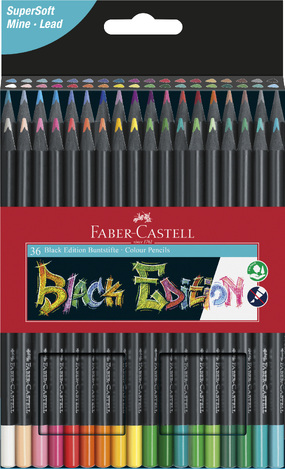 FABER CASTELL ΞΥΛΟΜΠΟΓΙΕΣ 36 ΧΡΩΜΑΤΑ ΜΕ ΜΑΥΡΟ ΞΥΛΟ 116436