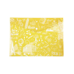 TYPOTRUST ΦΑΚΕΛΟΣ ΜΕ ΚΟΥΜΠΙ A4 (21x29,7cm) ΑΔΙΑΦΑΝΟΣ DOODLE ΚΙΤΡΙΝΟΣ