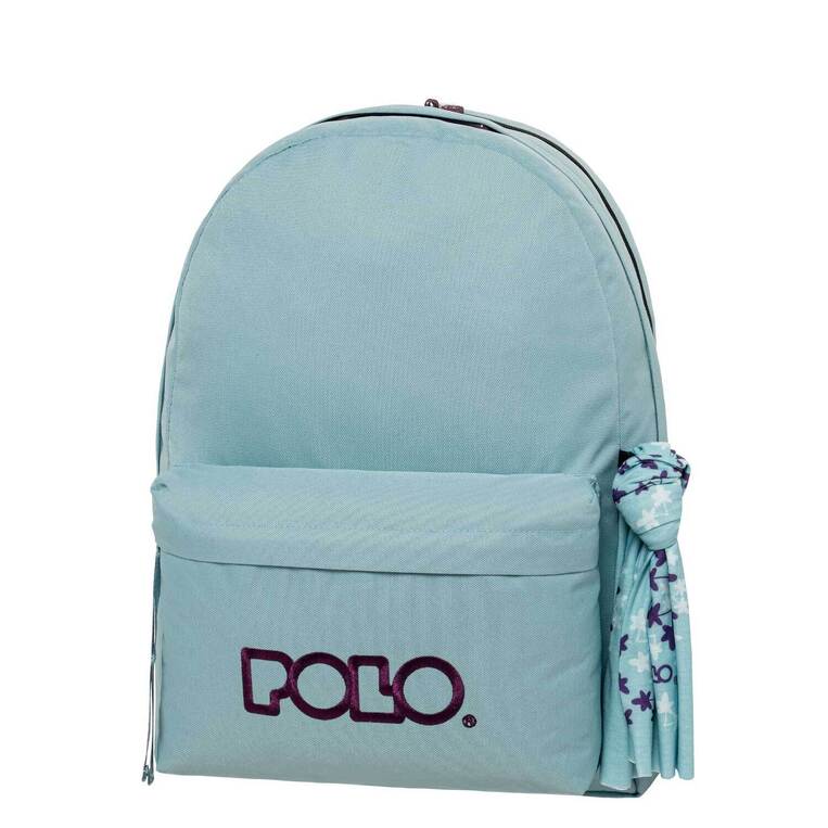 POLO ΣΧΟΛΙΚΗ ΤΣΑΝΤΑ ΣΑΚΙΔΙΟ ΠΛΑΤΗΣ ORIGINAL DOUBLE SCARF 30lt ΑΝΟΙΧΤΟ ΓΑΛΑΖΙΟ ΜΕ ΜΩΒ ΓΡΑΜΜΑΤΑ 901235 5347