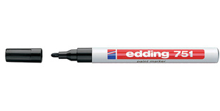 EDDING 751 ΜΑΡΚΑΔΟΡΟΣ ΑΝΕΞΙΤΗΛΟΣ ΛΑΔΙΟΥ PAINT MARKER 1.0mm ΜΑΥΡΟΣ No1