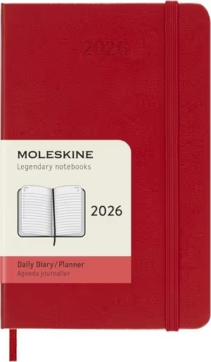 2026 ΗΜΕΡΟΛΟΓΙΟ MOLESKINE POCKET (9x14cm) HARD COVER SCARLET RED DAILY DIARY PLANNER (ΗΜΕΡΗΣΙΟ ΗΜΕΡΟΛΟΓΙΟ ΕΤΟΥΣ)