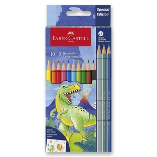 FABER CASTELL ΞΥΛΟΜΠΟΓΙΕΣ ΔΕΙΝΟΣΑΥΡΟΣ 10 ΧΡΩΜΑΤΑ + 3 METALLIC ΧΡΩΜΑΤΑ 111213