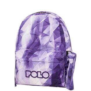 POLO ΣΧΟΛΙΚΗ ΤΣΑΝΤΑ ΣΑΚΙΔΙΟ ΠΛΑΤΗΣ ΜΕ ΜΑΝΤΗΛΙ 23lt SHAPES ΛΙΛΑ ΜΕ ΜΩΒ ΛΕΠΤΟΜΕΡΕΙΕΣ 901102 8338