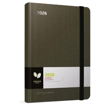 2026 ΗΜΕΡΟΛΟΓΙΟ ΗΜΕΡΗΣΙΟ 9x14cm CANVAS ΣΚΟΥΡΟ ΠΡΑΣΙΝΟ ΜΕ ΛΑΣΤΙΧΟ 626120997D (UNIPAP)