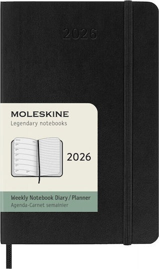 2026 ΗΜΕΡΟΛΟΓΙΟ MOLESKINE POCKET (9x14cm) SOFT COVER BLACK WEEKLY DIARY PLANNER (ΕΒΔΟΜΑΔΙΑΙΟ ΗΜΕΡΟΛΟΓΙΟ ΕΤΟΥΣ)