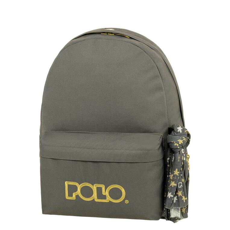 POLO ΣΧΟΛΙΚΗ ΤΣΑΝΤΑ ΣΑΚΙΔΙΟ ΠΛΑΤΗΣ ΜΕ ΜΑΝΤΗΛΙ 23lt ΓΚΡΙ ΜΕ ΚΙΤΡΙΝΑ ΓΡΑΜΜΑΤΑ 901135 2276
