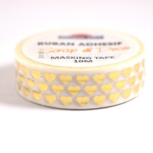GLOBAL GIFT MASKING TAPE (WASHI TAPE) ΑΥΤΟΚΟΛΛΗΤΗ ΤΑΙΝΙΑ ΧΕΙΡΟΤΕΧΝΙΑΣ 10m ΧΡΥΣΕΣ ΚΑΡΔΙΕΣ 980339