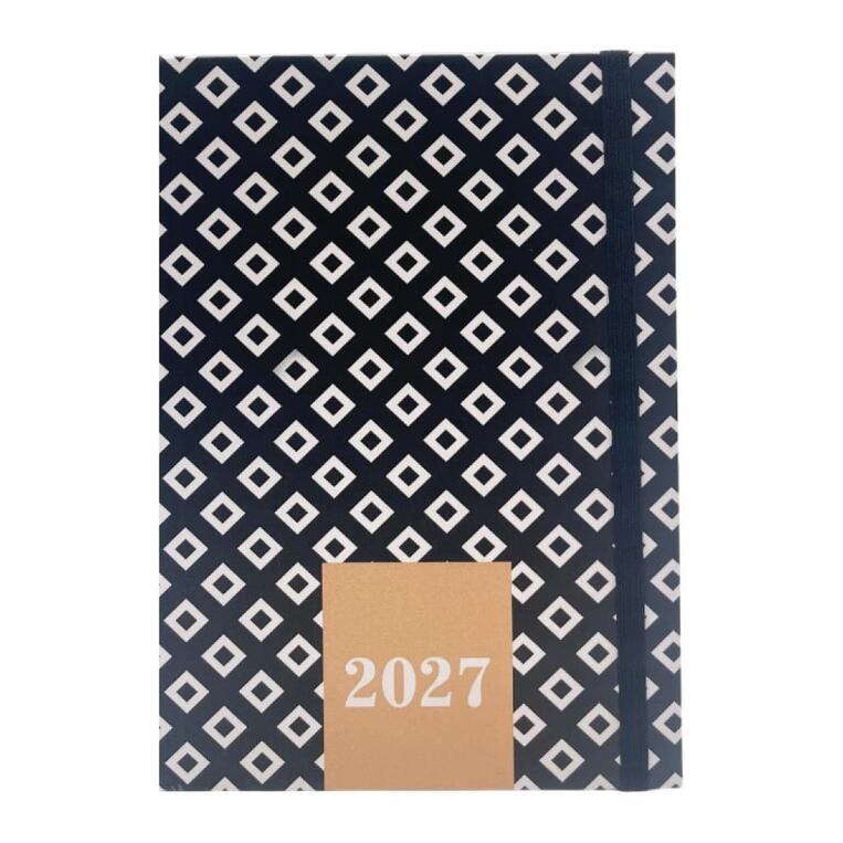 2027 ΗΜΕΡΟΛΟΓΙΟ ΗΜΕΡΗΣΙΟ 12x17cm BLACK AND WHITE ΡΟΜΒΟΙ ΜΕ ΛΑΣΤΙΧΟ 587891 (TESORO)