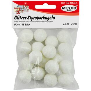 MEYCO ΣΕΤ ΜΠΑΛΕΣ ΦΕΛΙΖΟΛ ΜΕ ΧΡΥΣΟΣΚΟΝΗ GLITTER (ΓΚΛΙΤΕΡ) ΠΕΡΛΕ ΛΕΥΚΟ 20MM 18ΤΜΧ 43212