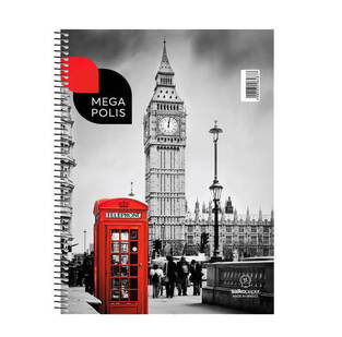 SALKO ΤΕΤΡΑΔΙΟ ΣΠΙΡΑΛ A4 (21x29,7cm) 3 ΘΕΜΑΤΩΝ 90φ MEGA POLIS BIG BEN ΛΟΝΔΙΝΟ 6488