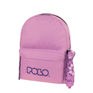 POLO ΣΧΟΛΙΚΗ ΤΣΑΝΤΑ ΣΑΚΙΔΙΟ ΠΛΑΤΗΣ ORIGINAL DOUBLE SCARF 30lt ΒΙΟΛΕΤΙ ΜΕ ΜΩΒ ΓΡΑΜΜΑΤΑ 901235 4649