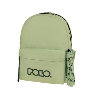 POLO ΣΧΟΛΙΚΗ ΤΣΑΝΤΑ ΣΑΚΙΔΙΟ ΠΛΑΤΗΣ ORIGINAL DOUBLE SCARF 30lt ΦΥΣΤΙΚΙ ΜΕ ΠΡΑΣΙΝΑ ΓΡΑΜΜΑΤΑ 901235 6963
