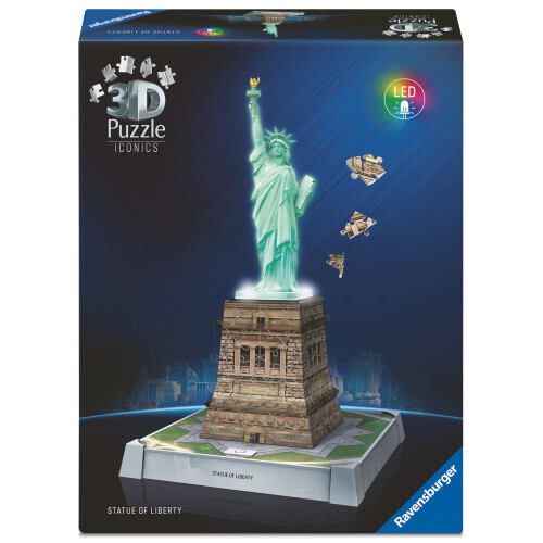 RAVENSBURGER ICONICS 3D ΠΑΖΛ 128τεμ ΤΟ ΑΓΑΛΜΑ ΤΗΣ ΕΛΕΥΘΕΡΙΑΣ ΝΥΧΤΕΡΙΝΗ ΕΚΔΟΣΗ (ΠΕΡΙΕΧΕΙ ΛΑΜΠΑ LED) 12008027