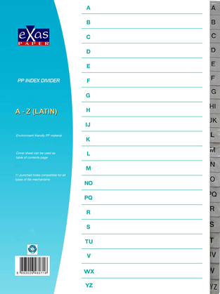 EXAS ΕΥΡΕΤΗΡΙΟ ΔΙΑΧΩΡΙΣΤΙΚΟ ΚΡΙΚ ΛΑΤΙΝΙΚΟ A4 (A Z) 167024001