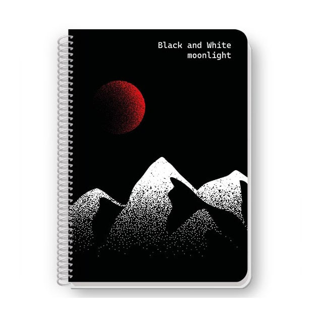 BLACK AND WHITE ΤΕΤΡΑΔΙΟ ΣΠΙΡΑΛ A4 (21x29,7cm) 2 ΘΕΜΑΤΩΝ 60φ MOONLIGHT ΑΣΠΡΟ 15719