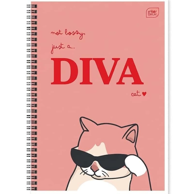 INTERDRUK ΤΕΤΡΑΔΙΟ ΣΠΙΡΑΛ A4 (21x29,7cm) 2 ΘΕΜΑΤΩΝ 60φ MEME CATS DIVA ΡΟΖ