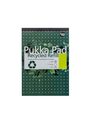 PUKKA PAD ΜΠΛΟΚ ΣΗΜΕΙΩΣΕΩΝ RECYCLED A4 (21x29,7cm) ΜΕ ΓΡΑΜΜΕΣ ΜΕ ΤΡΥΠΕΣ ΚΑΙ ΠΕΡΙΘΩΡΙΟ 50φ ΠΡΑΣΙΝΟ RCREF50