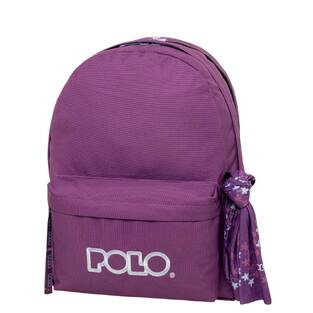 POLO ΣΧΟΛΙΚΗ ΤΣΑΝΤΑ ΣΑΚΙΔΙΟ ΠΛΑΤΗΣ ORIGINAL DOUBLE SCARF 23lt ΜΩΒ ΜΕ ΛΙΛΑ ΛΕΠΤΟΜΕΡΕΙΕΣ 901235 4657