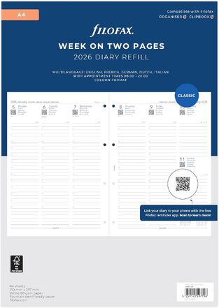 2026 ΗΜΕΡΟΛΟΓΙΟ FILOFAX A4 (21x29,7cm) ΑΝΤΑΛΛΑΚΤΙΚΟ ΕΒΔΟΜΑΔΑ ΣΕ ΔΥΟ ΣΕΛΙΔΕΣ (ΣΕ 5 ΓΛΩΣΣΕΣ) 2668714