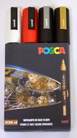 POSCA ΣΕΤ ΜΑΡΚΑΔΟΡΟΙ ΔΙΑΦΟΡΑ ΧΡΩΜΑΤΑ PC-5M CHRISTMAS 4τεμ