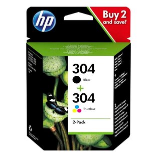 HP 304 2 PACK BLACK TRICOLOUR INKJET CARTRIDGES