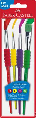 FABER CASTELL ΣΕΤ ΠΙΝΕΛΑ ΣΤΡΟΓΓΥΛΑ ΚΑΙ ΠΛΑΚΕ 4τεμ No10, 2 , 6, 12 RR481600